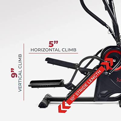 Sunny Health & Fitness Cardio Climber Stepping Elliptical Exercise Machine for Home with 8 Levels of Magnetic Resistance, Performance Monitor, Full Body Workout (Black)