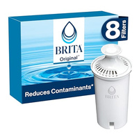 Brita Standard Water Filter for Pitchers and Dispensers, BPA-Free, Reduces Copper, Cadmium and Mercury Impurities, Lasts Two Months or 40 Gallons, Includes 2 Filters (8 Count)
