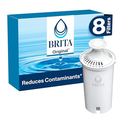 Brita Standard Water Filter for Pitchers and Dispensers, BPA-Free, Reduces Copper, Cadmium and Mercury Impurities, Lasts Two Months or 40 Gallons, Includes 2 Filters (8 Count)