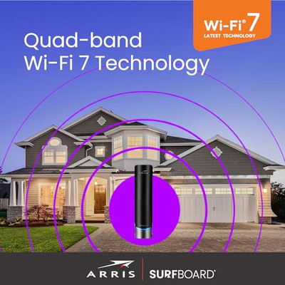 ARRIS (G54) - Cable Modem Router Combo - Fast DOCSIS 3.1 Multi-Gigabit & BE 18000 WiFi 7 Comcast Xfinity, Cox, Spectrum Quad-Band 1, Up to 18 Gbps Max Speed (DOCSIS 3.1 - G54)