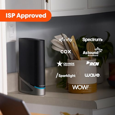 ARRIS (G54) - Cable Modem Router Combo - Fast DOCSIS 3.1 Multi-Gigabit & BE 18000 WiFi 7 Comcast Xfinity, Cox, Spectrum Quad-Band 1, Up to 18 Gbps Max Speed (DOCSIS 3.1 - G54)