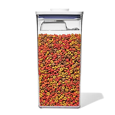 OXO Good Grips Pet POP Container – 6.0 Qt/5.7 L with Half Scoop, Ideal for up to 6.5lbs of Dog Food or 4.5lbs of Cat Food, Airtight Dog and Cat Food Storage Container, BPA Free, Clear (Pet POP 6.0 Qt)