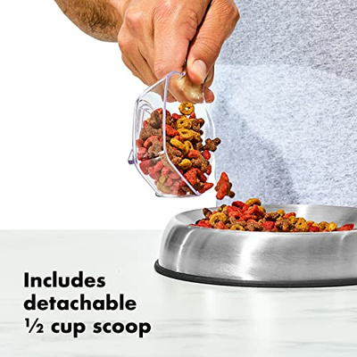 OXO Good Grips Pet POP Container – 6.0 Qt/5.7 L with Half Scoop, Ideal for up to 6.5lbs of Dog Food or 4.5lbs of Cat Food, Airtight Dog and Cat Food Storage Container, BPA Free, Clear (Pet POP 6.0 Qt)