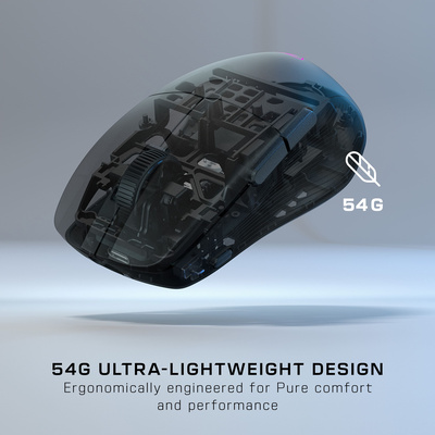 Turtle Beach - Pure Air Ultra-Light Wireless Ergonomic RGB Gaming Mouse with 26K DPI Optical Sensor & 125 hour Battery for PC - Wireless - Black