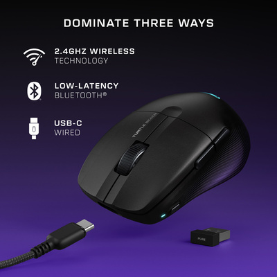 Turtle Beach - Pure Air Ultra-Light Wireless Ergonomic RGB Gaming Mouse with 26K DPI Optical Sensor & 125 hour Battery for PC - Wireless - Black