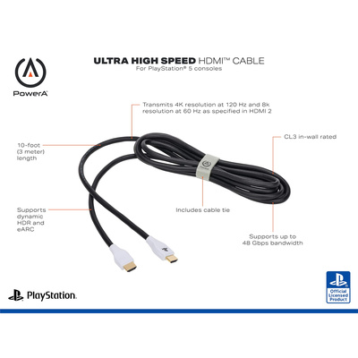 PowerA - Ultra High Speed HDMI 2.1 Cable for PS5 - White