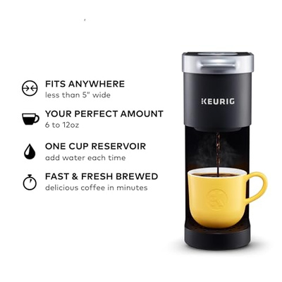 Keurig K-Mini Single Serve K-Cup Pod Coffee Maker, 6 to 12oz Brew size, with Cord Storage, Perfect for Small Spaces, Black (Black)