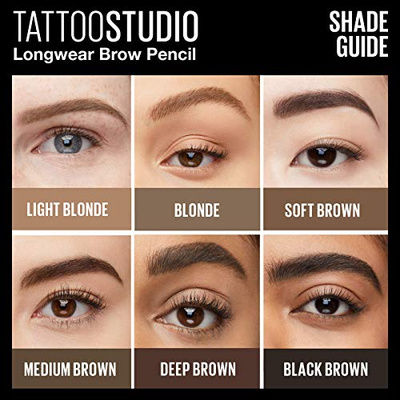 Maybelline TattooStudio Waterproof Eyebrow Pencil, Sharpenable, Longwear, Long Lasting, Pigmented Eyebrow Pencil for Defined Brows, Blonde, 1 Count (250 BLONDE, 0.03 Ounce (Pack of 1))