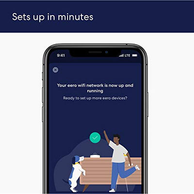 Amazon eero 6 mesh wifi system - Supports internet plans up to 500 Mbps, Coverage up to 3,000 sq. ft., Connect 75+ devices, 2-pack (1 router + 1 extender) (1 router + 1 extender, without eero Plus)