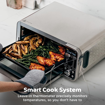 Ninja, Toaster Oven, Air Fryer, Thermometer, Toaster Oven Air Fryer Combo, Stainless Steel, Quick meals, Fries, Frozen Food, Air Fry, Dehydrate, Reheat, 13-in-1,Less Oil, Flip Away Oven, Foodi, SP351 (13-in-1 with Thermometer)