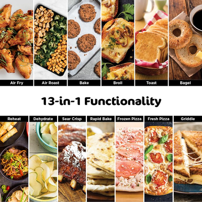 Ninja, Toaster Oven, Air Fryer, Thermometer, Toaster Oven Air Fryer Combo, Stainless Steel, Quick meals, Fries, Frozen Food, Air Fry, Dehydrate, Reheat, 13-in-1,Less Oil, Flip Away Oven, Foodi, SP351 (13-in-1 with Thermometer)