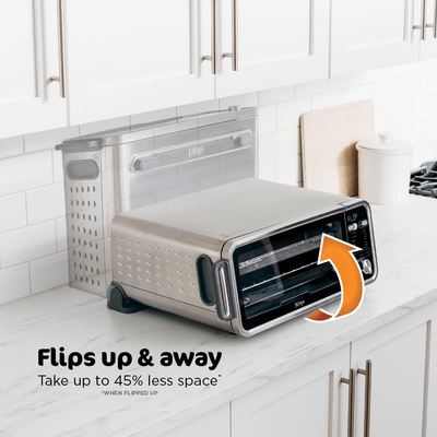 Ninja, Toaster Oven, Air Fryer, Thermometer, Toaster Oven Air Fryer Combo, Stainless Steel, Quick meals, Fries, Frozen Food, Air Fry, Dehydrate, Reheat, 13-in-1,Less Oil, Flip Away Oven, Foodi, SP351 (13-in-1 with Thermometer)