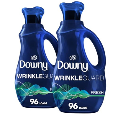 Downy Wrinkleguard Laundry Fabric Softener Liquid, Fresh Scent, Two 48oz Bottles, 192 Total Loads (Fresh, 48 Fl Oz (Pack of 2))