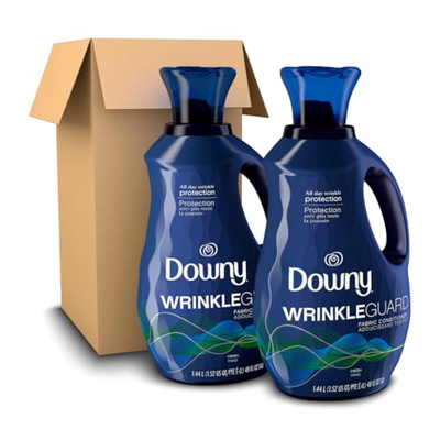 Downy Wrinkleguard Laundry Fabric Softener Liquid, Fresh Scent, Two 48oz Bottles, 192 Total Loads (Fresh, 48 Fl Oz (Pack of 2))