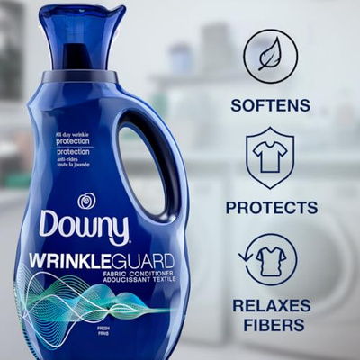 Downy Wrinkleguard Laundry Fabric Softener Liquid, Fresh Scent, Two 48oz Bottles, 192 Total Loads (Fresh, 48 Fl Oz (Pack of 2))