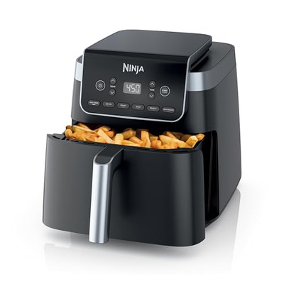 Ninja | Air Fryer | 6.5 QT Pro XL Capacity fits 9lbs of Wings | 6-in-1 Max Crisp, Air Fry, Roast, Bake, Reheat & Dehydrate | Nonstick Basket, Crisper Plate & Recipe Guide | Grey | AF181 (Black, 6.5 QT MAX)