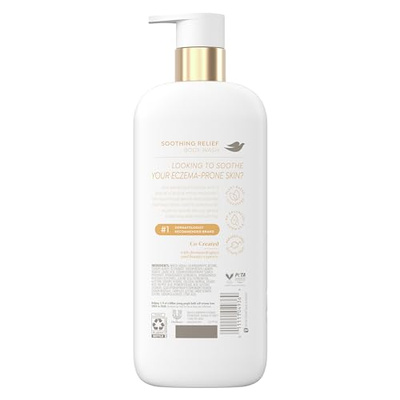 Dove Fragrance Free Body Wash Soothing Relief Moisturizes eczema-prone skin 5% nourishing serum with colloidal oatmeal 18.5 oz