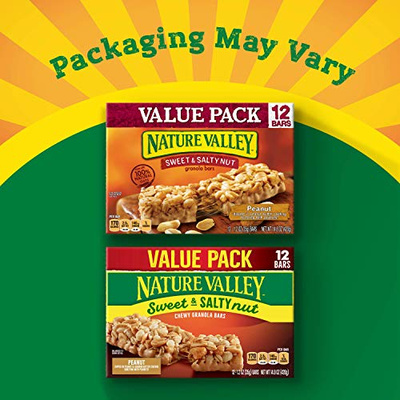 Nature Valley Granola Bars, Sweet and Salty Nut, Peanut, 12 Bars, 14.4 oz (Peanut, 12 Count (Pack of 1))