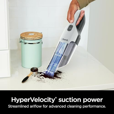 Shark Cyclone PET Handheld Vacuum with, HyperVelocity Suction, Powerful Pet Hair Pickup, Lightweight, XL Dust Cup, Including Upholstery Tool, 8" Crevice Tool, Scrubbing Brush, Pearl White, AA701 (Cyclone PET)