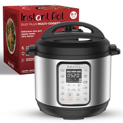 Instant Pot Duo Plus 9-in-1 Multicooker, Pressure Cooker, Slow Cook, Rice Maker, Steamer, Sauté, Yogurt, Warmer & Sterilizer, Includes App With Over 800 Recipes, Stainless Steel, 6 Quarts (6 Quarts)