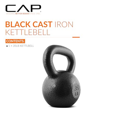 CAP Barbell Black Cast Iron Kettlebell Single or Set | 10-80 Lbs (35 LBS - Single)