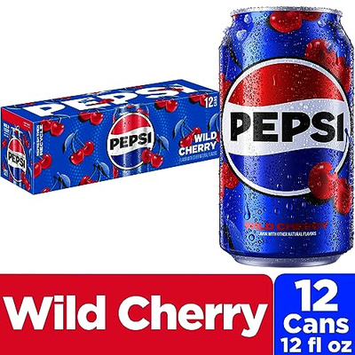 Pepsi Cola Soda, Wild Cherry, 12 Fl Oz Cans (Pack of 12) (Wild Cherry, 12 Fl Oz (Pack of 12))