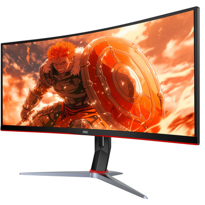 AOC - CU34G2XP 34" VA Curved Gaming Monitor, WQHD (3440x1440), 180Hz, 1ms, Freesync, HDR 400 - Black/Silver/Red