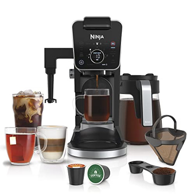 Ninja Hot and Iced Coffee Maker, Single Serve Coffee Maker and Drip Coffee Machine, DualBrew Pro Specialty 12-Cup with K-Cup Combo, Includes Permanent Filter, CFP307 (Frother + Permanent Filter)
