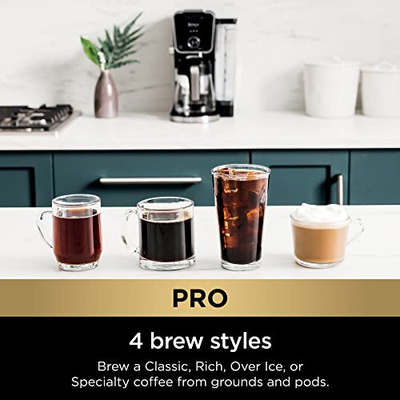 Ninja Hot and Iced Coffee Maker, Single Serve Coffee Maker and Drip Coffee Machine, DualBrew Pro Specialty 12-Cup with K-Cup Combo, Includes Permanent Filter, CFP307 (Frother + Permanent Filter)