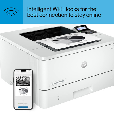 HP - LaserJet Pro 4001dw Wireless Black-and- Laser Printer - White
