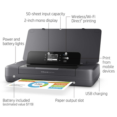 HP - OfficeJet 200 Mobile Inkjet Printer - Black