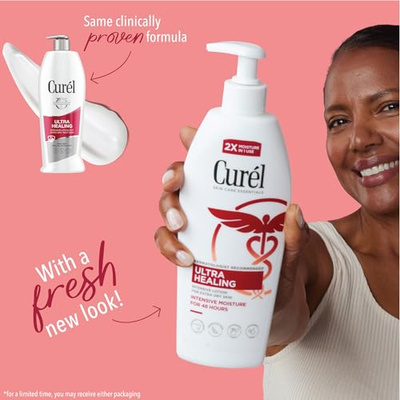 Curel Ultra Healing Intensive Fragrance-Free Lotion For Extra-Dry Skin, Dermatologist Recommended, Ideal for Sensitive Skin, Cruelty Free, Paraben Free, 13 Oz, Pack of 3 (13 Fl Oz (Pack of 3))