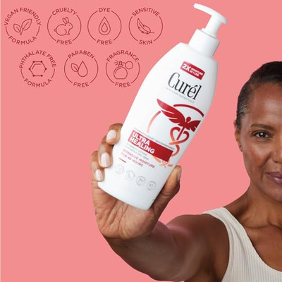 Curel Ultra Healing Intensive Fragrance-Free Lotion For Extra-Dry Skin, Dermatologist Recommended, Ideal for Sensitive Skin, Cruelty Free, Paraben Free, 13 Oz, Pack of 3 (13 Fl Oz (Pack of 3))