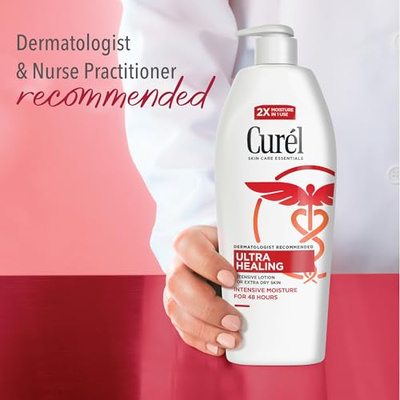 Curel Ultra Healing Intensive Fragrance-Free Lotion For Extra-Dry Skin, Dermatologist Recommended, Ideal for Sensitive Skin, Cruelty Free, Paraben Free, 13 Oz, Pack of 3 (13 Fl Oz (Pack of 3))