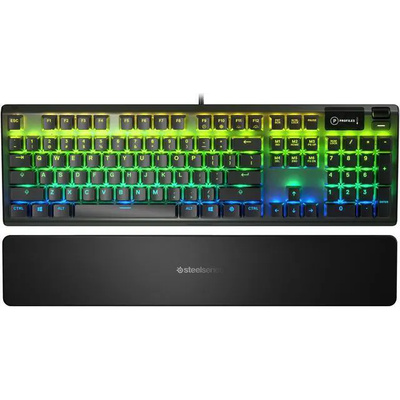 SteelSeries Apex 5 Hybrid Mechanical Gaming Keyboard – Per-Key RGB Illumination – Aircraft Grade Aluminum Alloy Frame – OLED Smart Display (Hybrid Blue Switch)