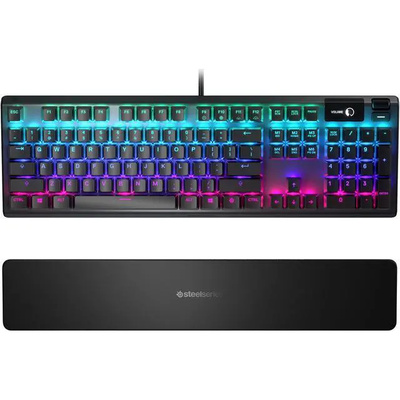 SteelSeries Apex 5 Hybrid Mechanical Gaming Keyboard – Per-Key RGB Illumination – Aircraft Grade Aluminum Alloy Frame – OLED Smart Display (Hybrid Blue Switch)