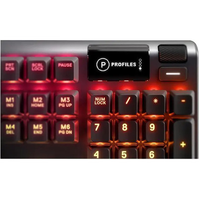 SteelSeries Apex 5 Hybrid Mechanical Gaming Keyboard – Per-Key RGB Illumination – Aircraft Grade Aluminum Alloy Frame – OLED Smart Display (Hybrid Blue Switch)