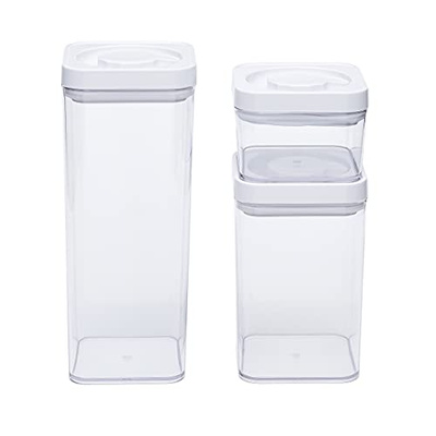 Amazon Basics Airtight Food Storage Containers, BPA Free, with Twist/Turn Lids, for Kitchen Pantry Organization, 10-Piece Square Set, Clear Plastic (10-Piece Square Set)