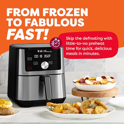 Instant Pot 4QT Vortex Plus 6-in-1 Mini Air Fryer, Custom Program Options, Crisps, Broils, Roasts, Dehydrates, Bakes, Reheats, 100+ In-App Recipes, Stainless Steel,4 Quarts (Stainless Steel)
