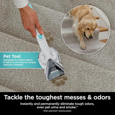 Shark StainStriker Portable Carpet, Upholstery & Area Rug Cleaner with Pet Mess Tool, Stain & Odor Remover, Perfect for Car Interiors, Includes 3 Cleaning Tools & Cleaning Solution, White, PX201 (StainStriker)