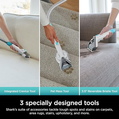Shark StainStriker Portable Carpet, Upholstery & Area Rug Cleaner with Pet Mess Tool, Stain & Odor Remover, Perfect for Car Interiors, Includes 3 Cleaning Tools & Cleaning Solution, White, PX201 (StainStriker)