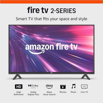 Amazon Fire TV 32" 2-Series (newest model), HD smart TV with Fire TV Alexa Voice Remote, stream live TV without cable (32-inch, TV only)