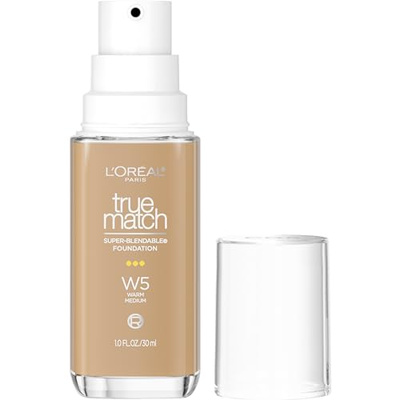 L'Oreal Paris True Match Super-Blendable Foundation, Medium Coverage Liquid Foundation Makeup, W5, Medium, 1 Fl Oz (1 Fl Oz (Pack of 1), W5, Medium)
