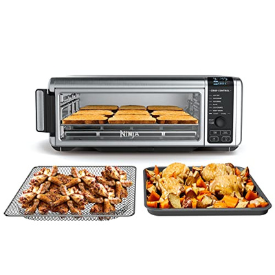 Ninja Digital Air Fry Countertop Oven, 8-in-1 Functionality, 1800W, Flip-Up Design, XL Capacity, Air Fry Basket, Wire Rack & Crumb Tray, Silver, SP101 (8-in-1 Flip Oven)
