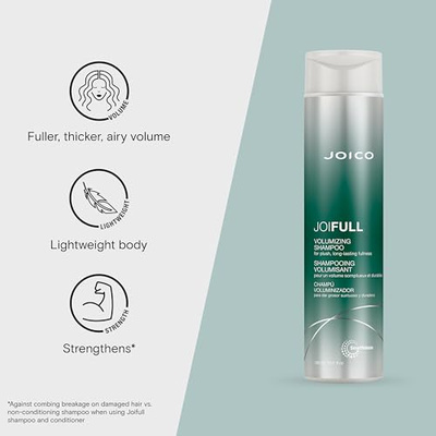 Joico JoiFULL Volumizing Shampoo | For Fine, Thin Hair | Add Instant Body | Long-Lasting Fullness | For Thicker Bouncier Hair | Boost Shine | With Lotus Flower & Bamboo Extract (10.1 Fl Oz (Pack of 1))