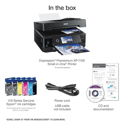 Epson Expression Premium XP-7100 Wireless Color Photo Printer with ADF, Scanner and Copier, Black, Small (XP-7100)