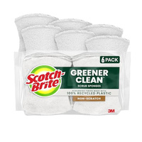 Scotch-Brite Greener Clean Non-Scratch Scrub Sponge, 6 Nonscratch Kitchen Sponges for Cleaning Around the Home, Bathroom & More, Most Durable Recycled Dish Scrubber, Best for Nonstick Pots and Pans