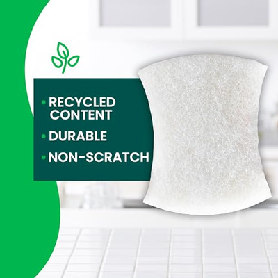 Scotch-Brite Greener Clean Non-Scratch Scrub Sponge, 6 Nonscratch Kitchen Sponges for Cleaning Around the Home, Bathroom & More, Most Durable Recycled Dish Scrubber, Best for Nonstick Pots and Pans