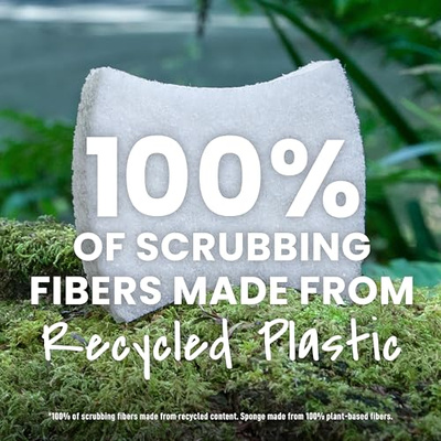 Scotch-Brite Greener Clean Non-Scratch Scrub Sponge, 6 Nonscratch Kitchen Sponges for Cleaning Around the Home, Bathroom & More, Most Durable Recycled Dish Scrubber, Best for Nonstick Pots and Pans