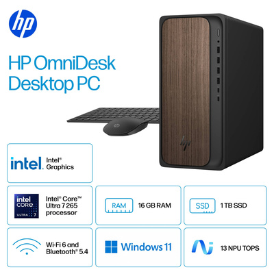 HP - OmniDesk Desktop - Intel Core Ultra 7 - 16GB DDR5 Memory - 1TB SSD - Dark Wood